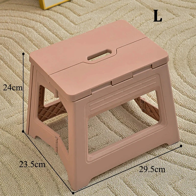 Folding Step Stool – Lightweight Non-Slip Plastic Foldable Stool