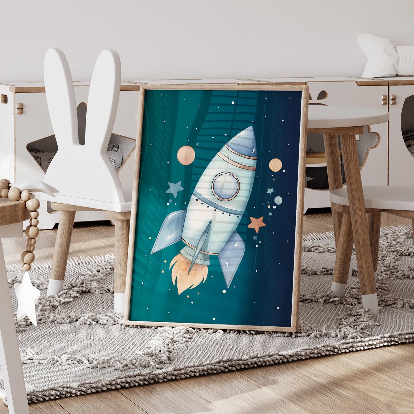 3-Piece Personalized Blue Planet Canvas Wall Art | Kids Room