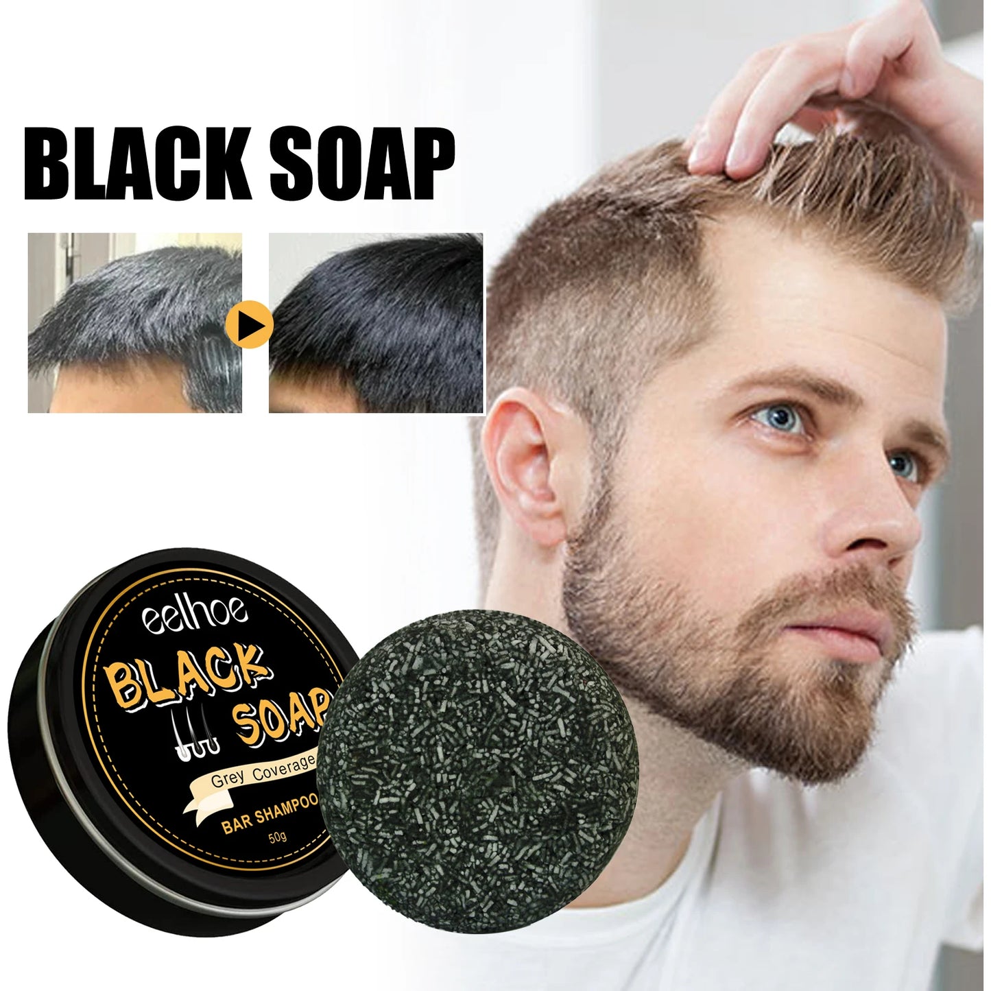 White to Black Hair Soap Effectively Remove White Hair Repair Damaged Hair Follicle Restore Natural Color Anti Gray Hair Shampoo Peaceful Pleasures Health and Wellness