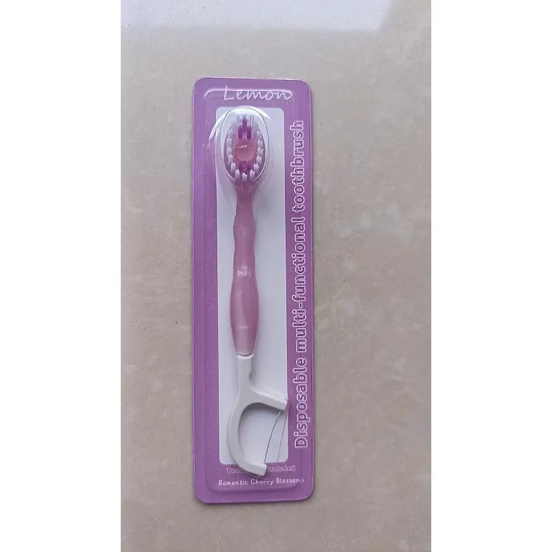 Disposable 4-in-1 Travel Toothbrush with Floss | Oral Care Kit