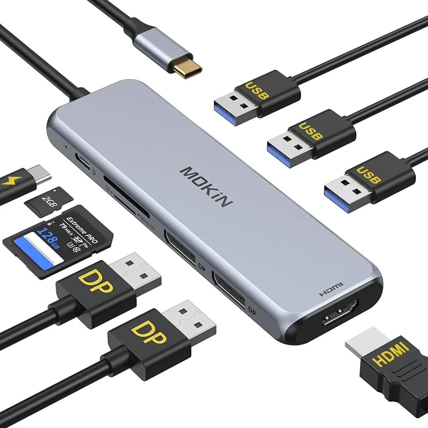 9-in-1 USB-C Docking Station with Dual DisplayPort, HDMI, 3 USB 3.0 Ports, SD/MicroSD Reader & PD Charging for Laptops Peaceful Pleasures Health and Wellness United States