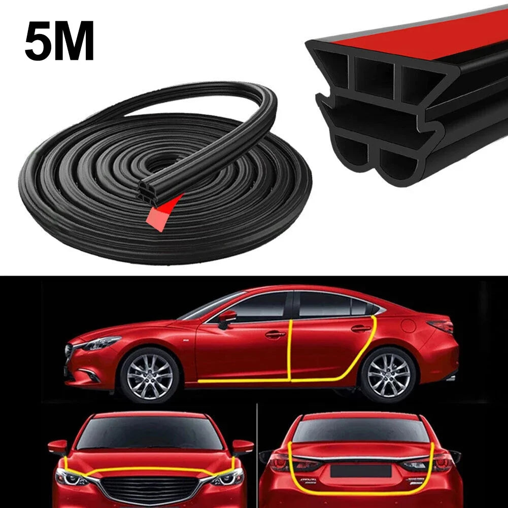 3-Layer Seal Strip Car Door Seal Strips Sound Insulation Weatherstrip Accessories Auto 5M Rubber Strips Peaceful Pleasures Health and Wellness