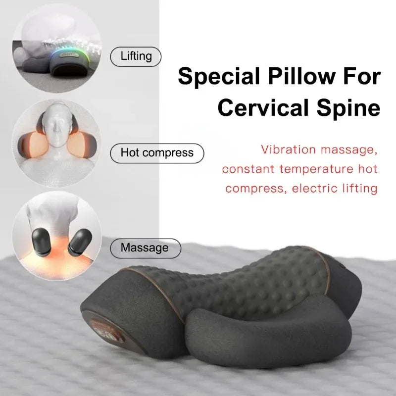 Electric Neck Massager Pillow Cervical Stretcher Heating Vibration Massage Back Traction Orthopedic Sleeping Pillows Support Peaceful Pleasures Health and Wellness