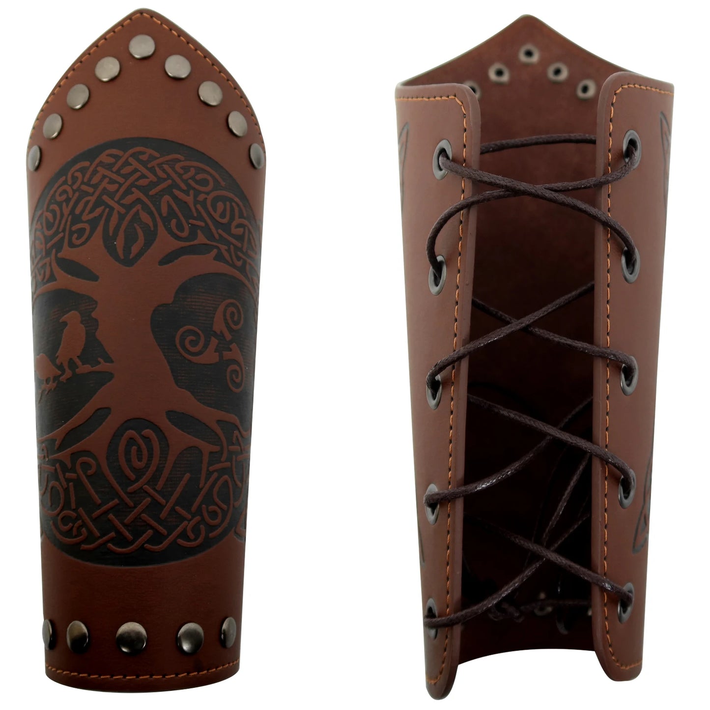 Medieval PU Leather Gauntlet Arm Bracers Vintage Warrior Wrist Guards
