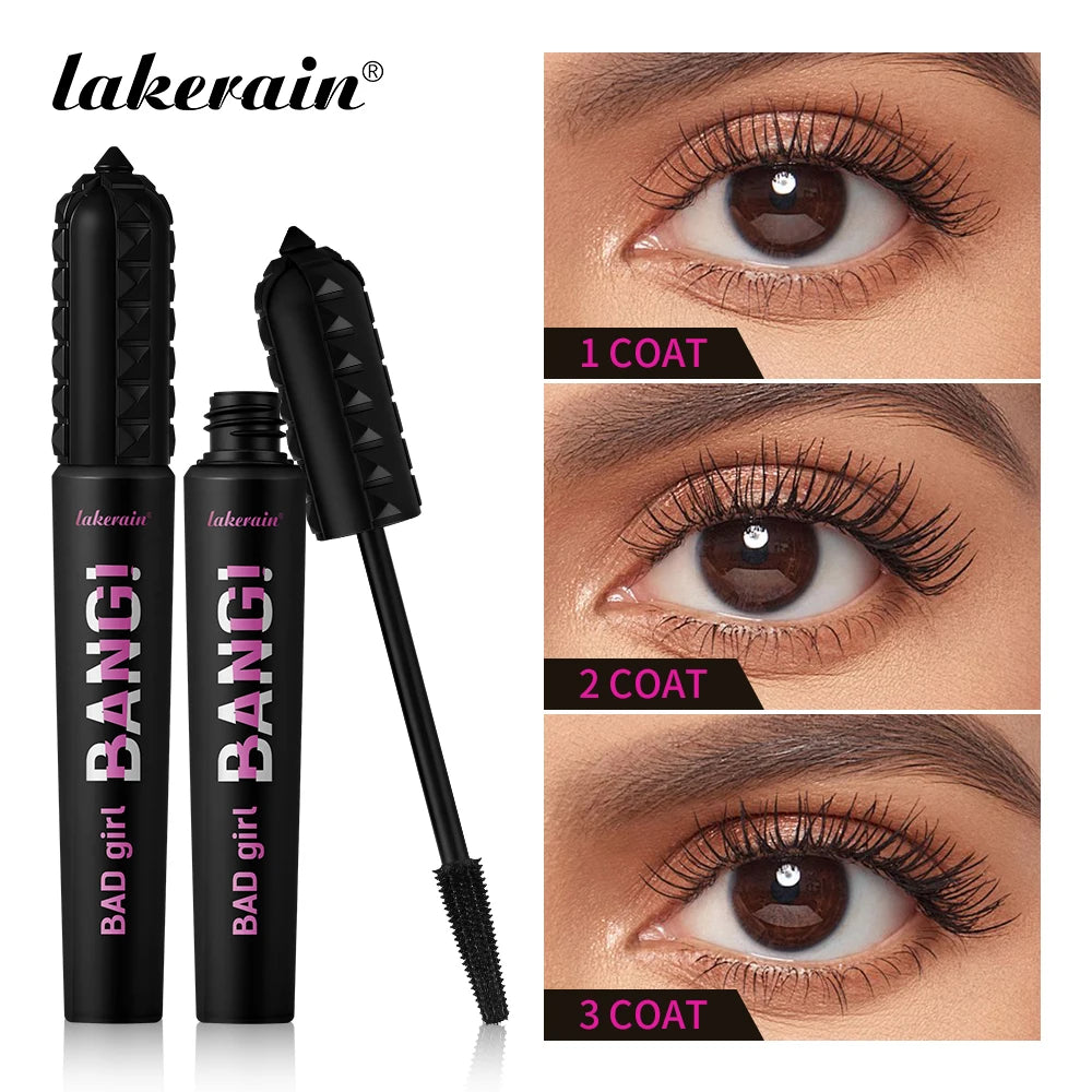 Black Waterproof Mascara 4D Lengthening Curling Volumizing Eyelash Extension Smudge Proof Long Lasting Korean Eye Makeup Peaceful Pleasures Health and Wellness 2pcs