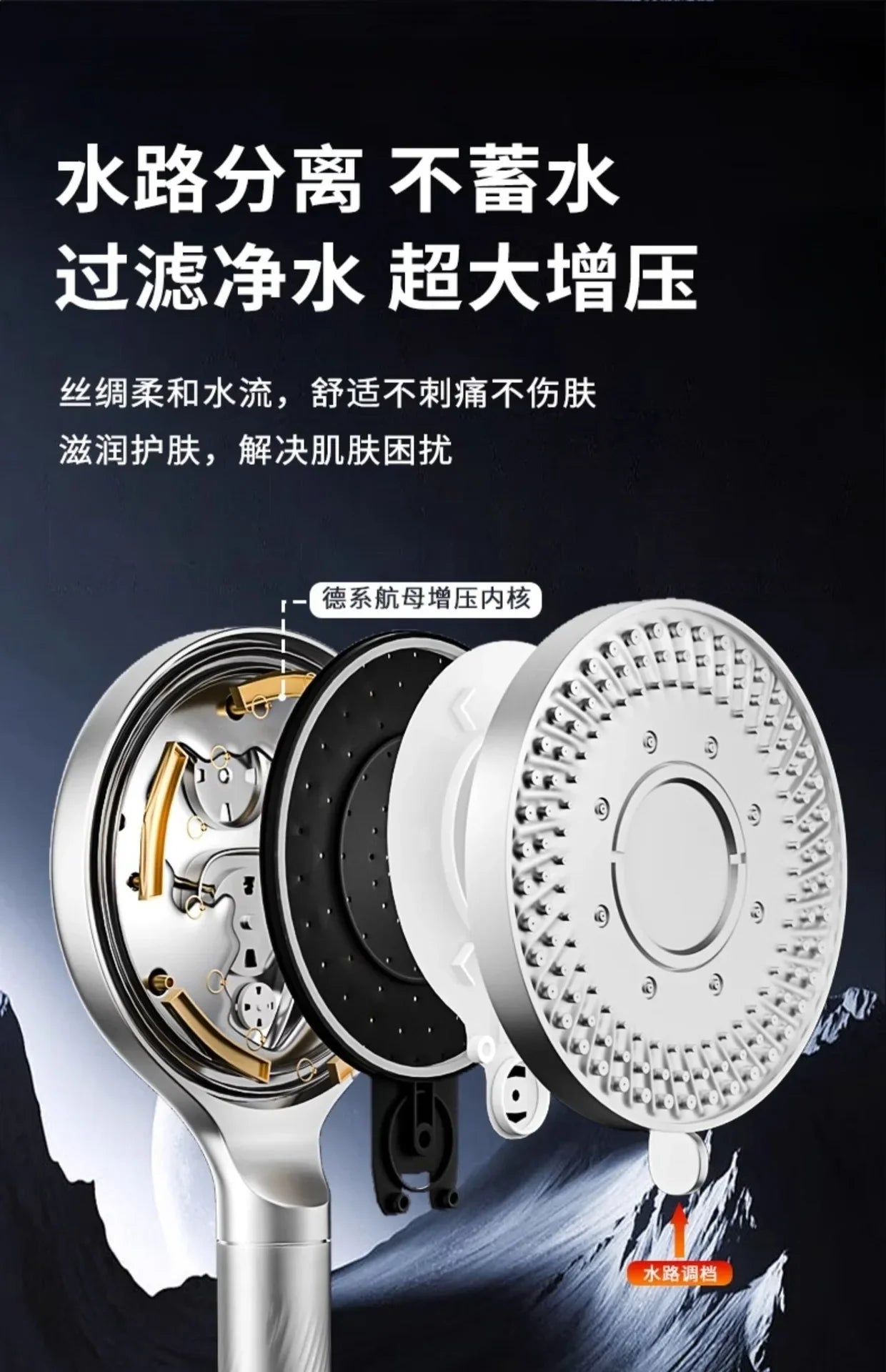 13cm High Pressure Shower Head | 5 Modes | Water Saving