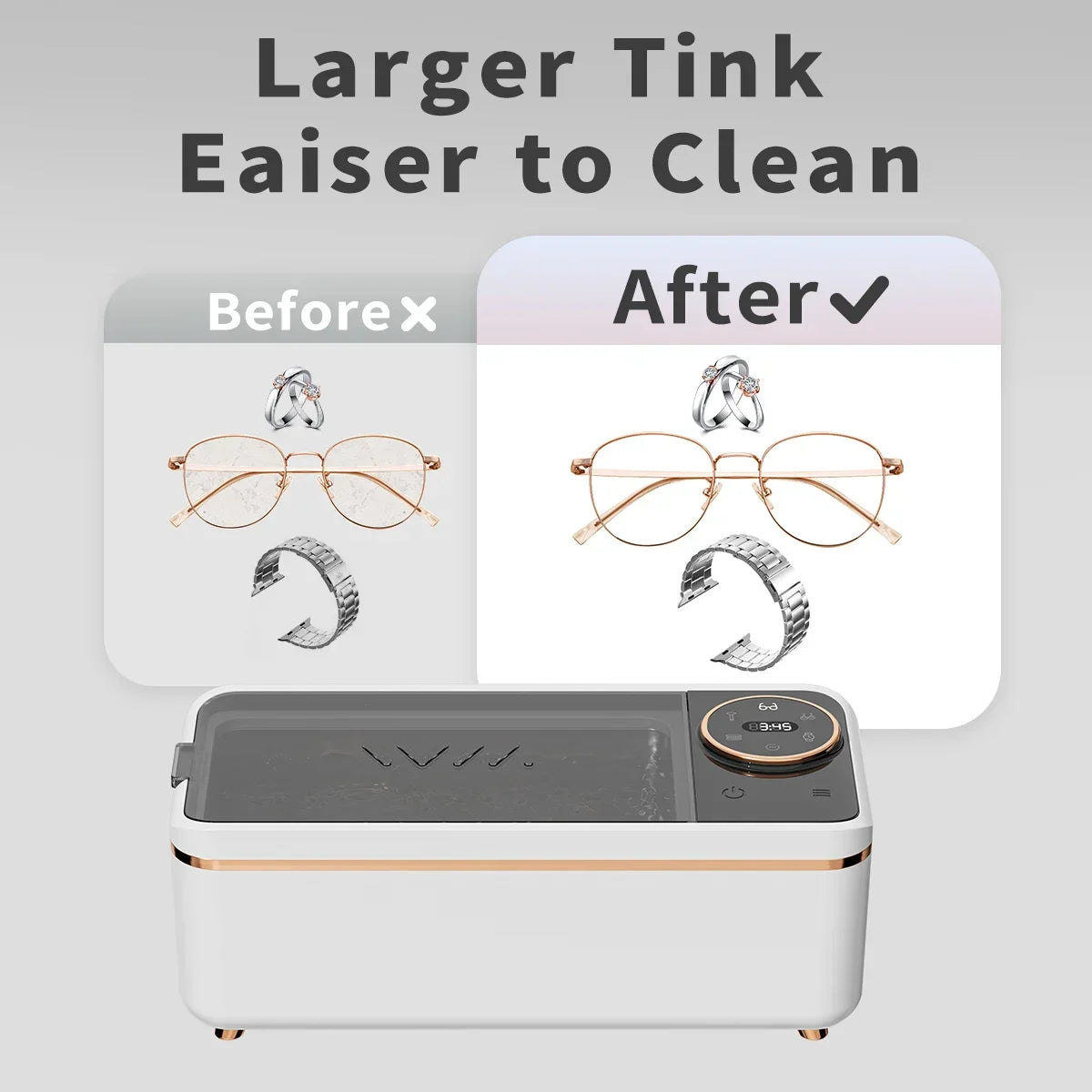 URGGU 55KHz Ultrasonic Cleaner – Jewelry, Glasses & Dentures