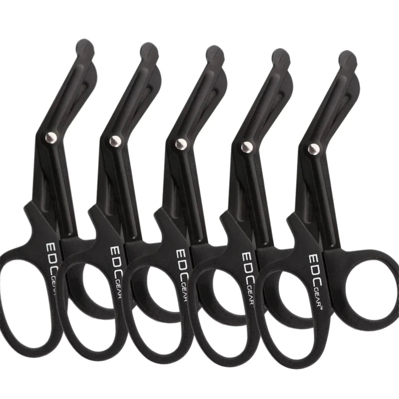 5/2/1PCS Medical Rescue Scissors Plastic Handle Stainless Steel Wound Gauze First Aid Scissors Practical Outdoor Nurse Scissor Peaceful Pleasures Health and Wellness 5PC Black
