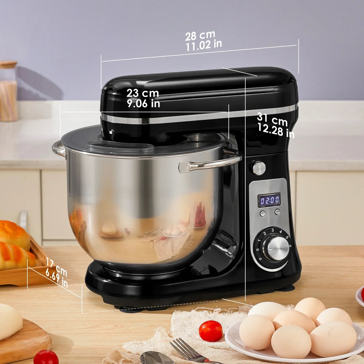 BioloMix Kitchen Food Stand Mixer, Blender, Quiet Motor, Cream Egg Whisk, Whip Dough Kneader, 6-Speed, 1200 W, 6 L, DC Peaceful Pleasures Health and Wellness