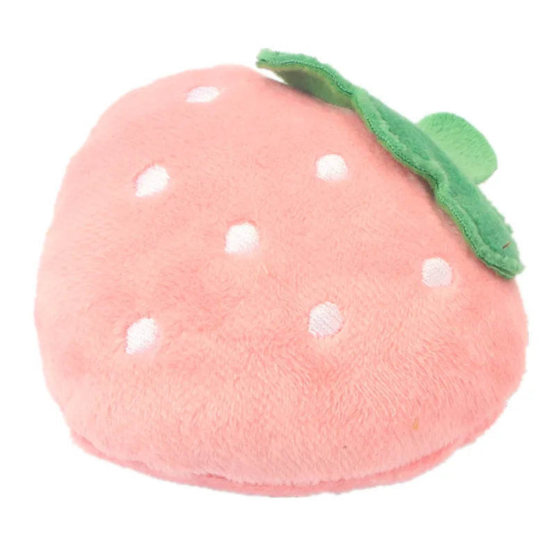 Pet Toys Plush Squeaky Toy Bite-Resistant Clean Dog Chew Puppy Training Toy Soft Banana Bone Vegetable Fruit Pet Supplies DC05 Peaceful Pleasures Health and Wellness Pink strawberries