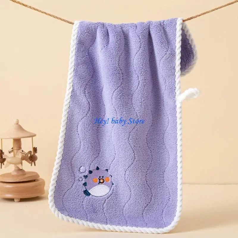 Kids Coral Fleece Hand Towel – Soft Animal Print for Toddlers
