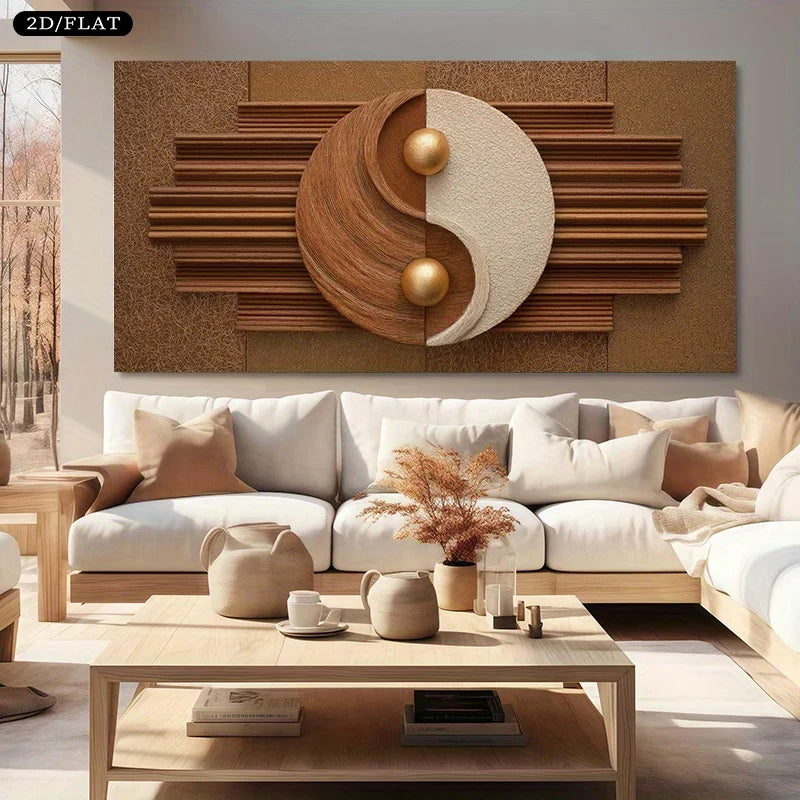 2D Flat, Large Unframed Canvas Featuring A Yin-Yang Design, Perfect for Modern Home Decor. Ideal for Living Rooms and Bedrooms Peaceful Pleasures Health and Wellness