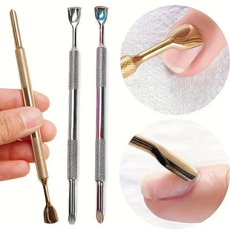 Russian-Style Double-Ended Stainless Steel Nail Pusher with Beveled Edge for Manicure, Pre-Treatment Tool for Removing Cuticles and Shaping, Available in 3 Colors Peaceful Pleasures Health and Wellness