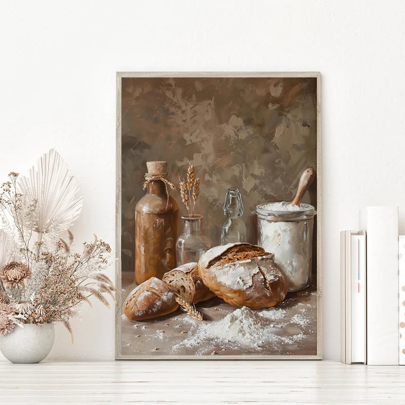 Books & Flowers Vintage Canvas Wall Art | Pink Farmhouse Print