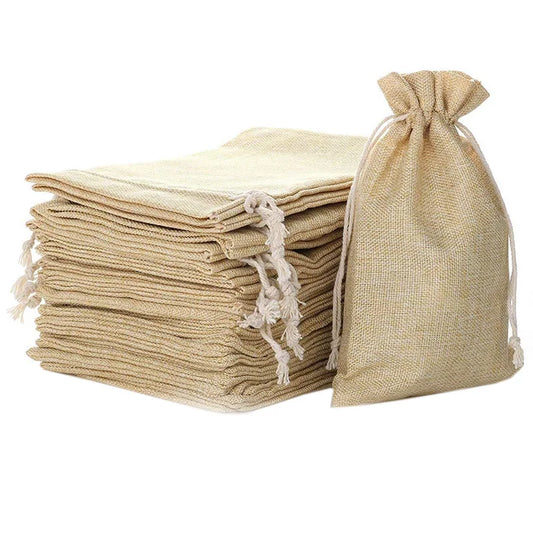 A36T-5.9 Inch X 8 Inch Natural Linen Burlap Bags With Jute Drawstring For Gift Bags Wedding Party Favors Jewelry Pouch, Snack Sa Peaceful Pleasures Health and Wellness
