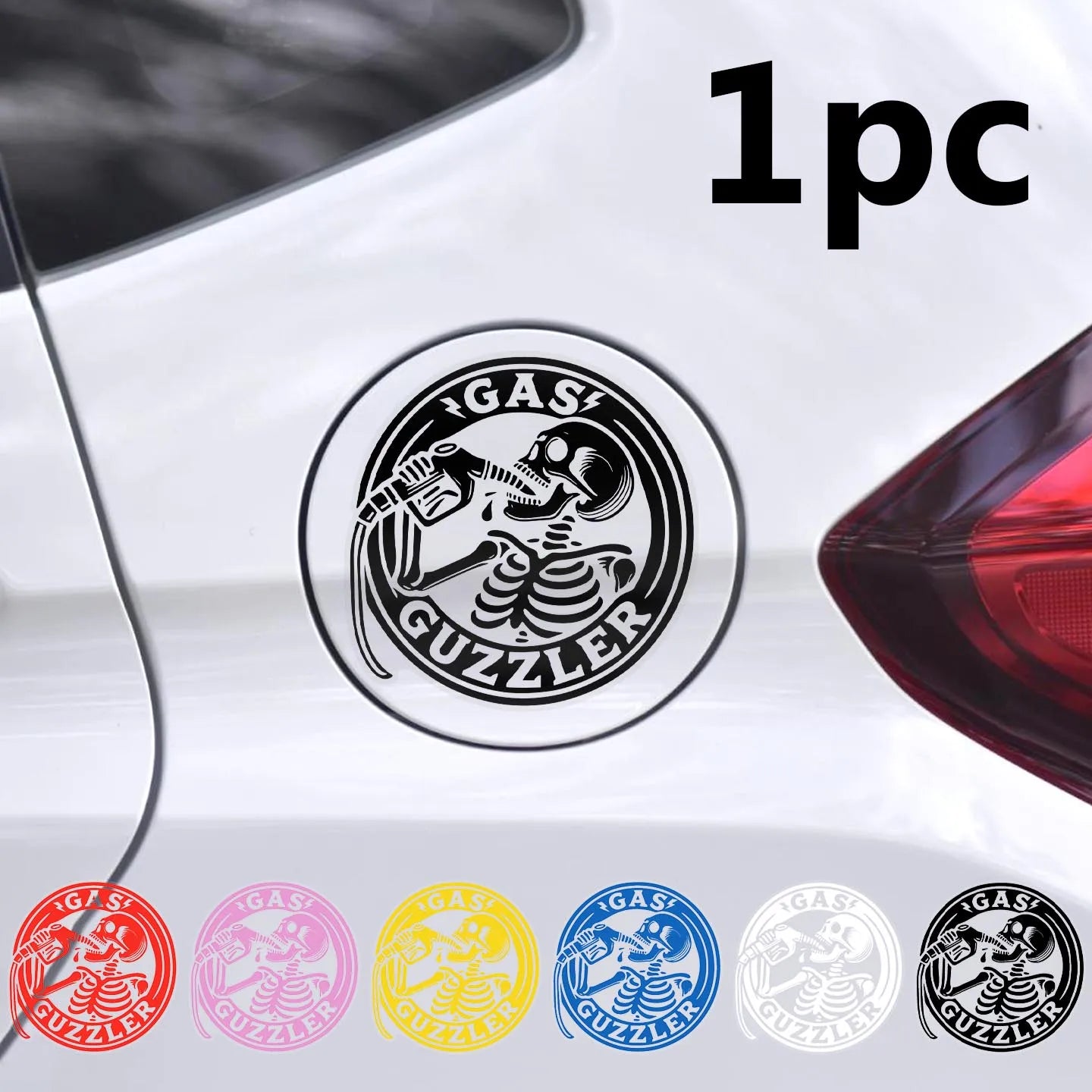 Skull Gas Guzzler Funny Car Sticker | Waterproof Decal