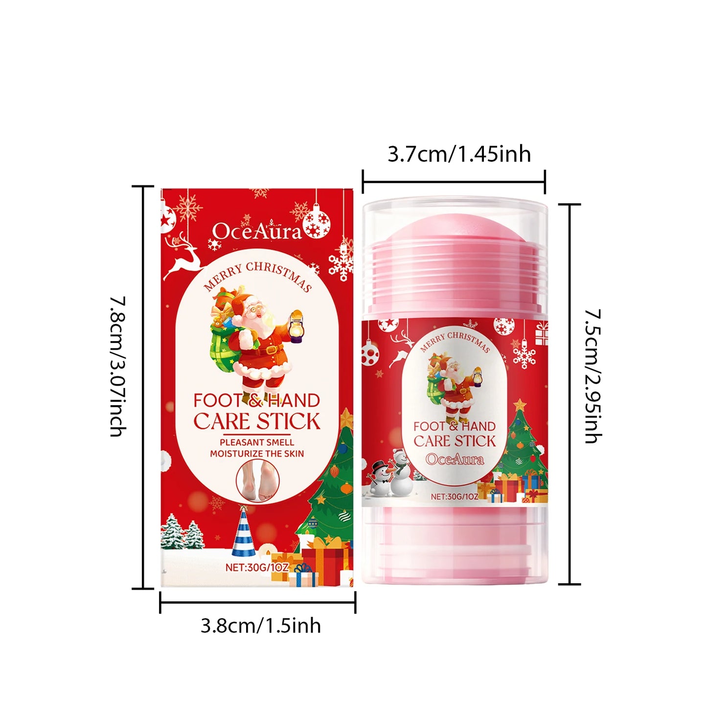 Christmas Urea Hand Foot Care Stick Moisturizing Balm for Dry Cracked Heels Elbows & Knees Gentle Exfoliation Softening Skin Peaceful Pleasures Health and Wellness 1Pcs-B