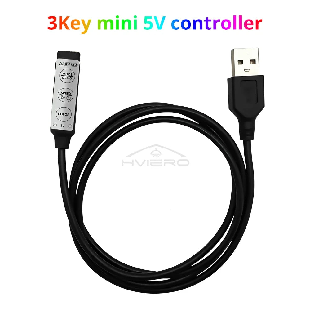 RGB LED Strip Controller DC 5V | 3-Key Dimmer 19 Color Modes