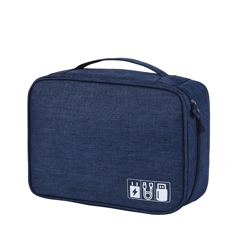Cable Management Organizer Cable Winder Digital Product Storage Bag Phone Cord Protector Zipper Pouch Case Accessories Supplies Peaceful Pleasures Health and Wellness NavyBlue Large