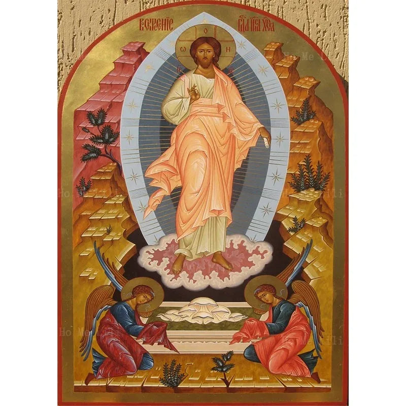 Orthodox Icon Of Christ The King Our Lord Jesus In Glory Divine Resurrection Religion Canvas Wall Art By Ho Me Lili Room Decor Peaceful Pleasures Health and Wellness Burgundy 30x40cm Unframed