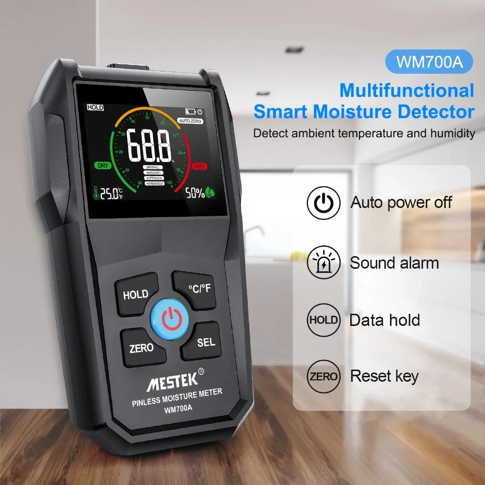 NEW WM700A Non-Contact Wood Moisture Tester Full Angle Inverted Wood Humidity Tester LCD Digital Nondestructive Humidity Meter Peaceful Pleasures Health and Wellness