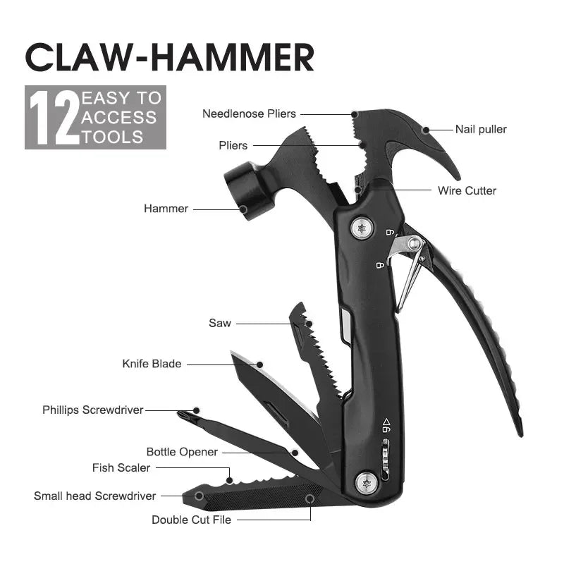 Multifunction Mini Sheep Horn Hammer Outdoor Camping Survival Gear Hammer Home Combination Tool Hammer Car Emergency Rescue Tool Peaceful Pleasures Health and Wellness
