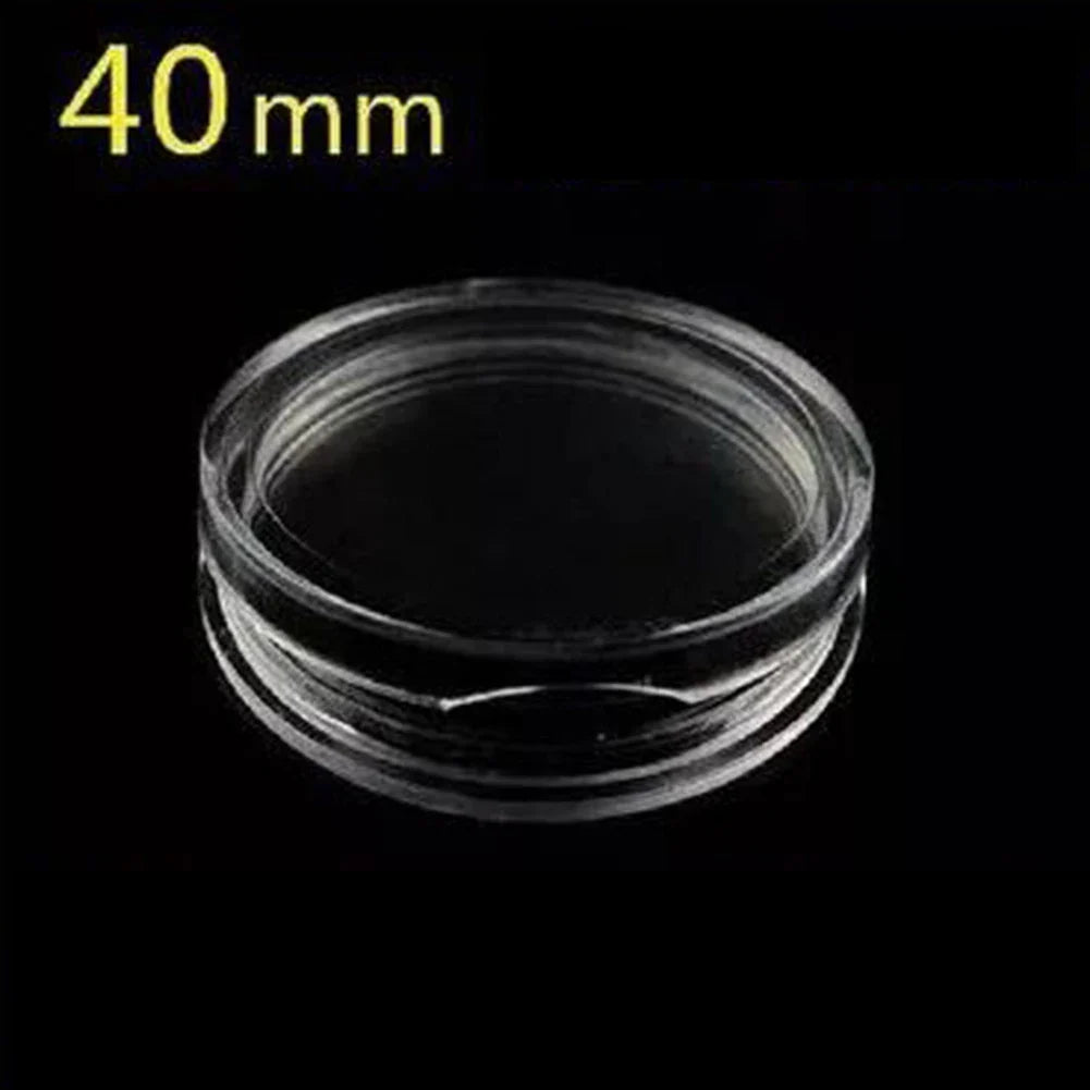 100-Pack Clear Coin Capsules – 40mm Plastic Holders & Protectors