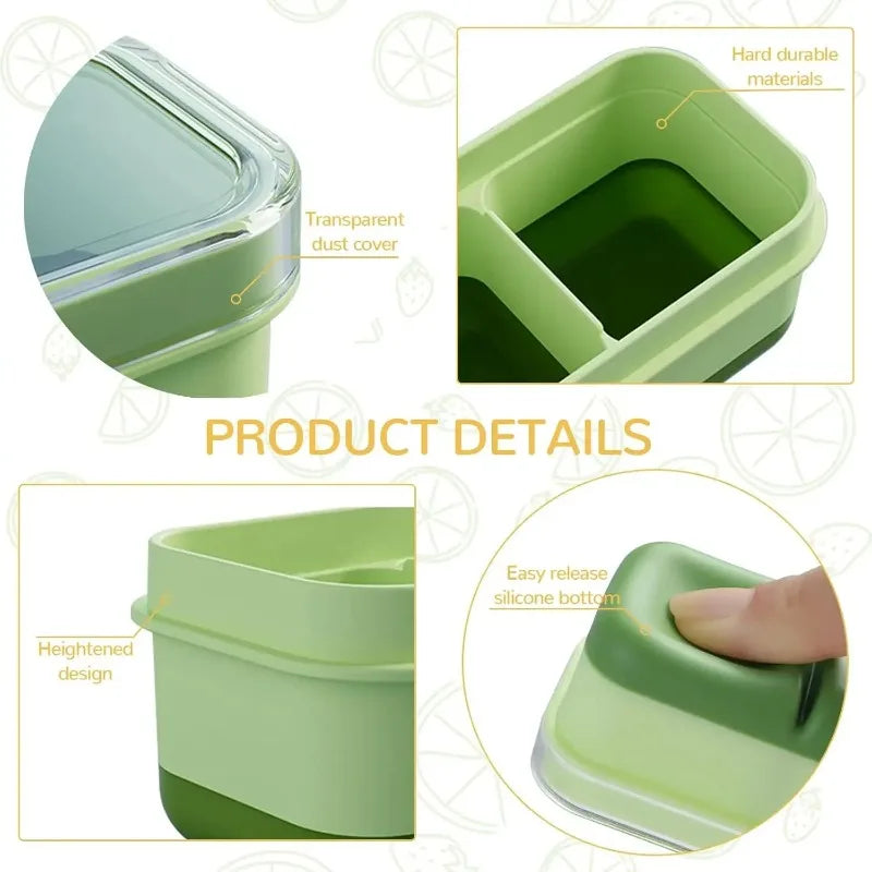 3-Compartment Silicone Ice Cube Tray with Lid – BPA Free