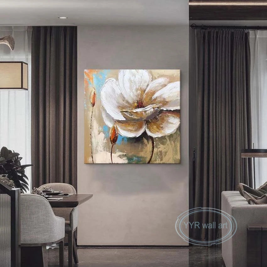 Hand Painted Canvas Oil Painting Floral Decorative Image Abstract Wall Art Poster Dining Room Bedroom Light Luxury Custom Mural Peaceful Pleasures Health and Wellness