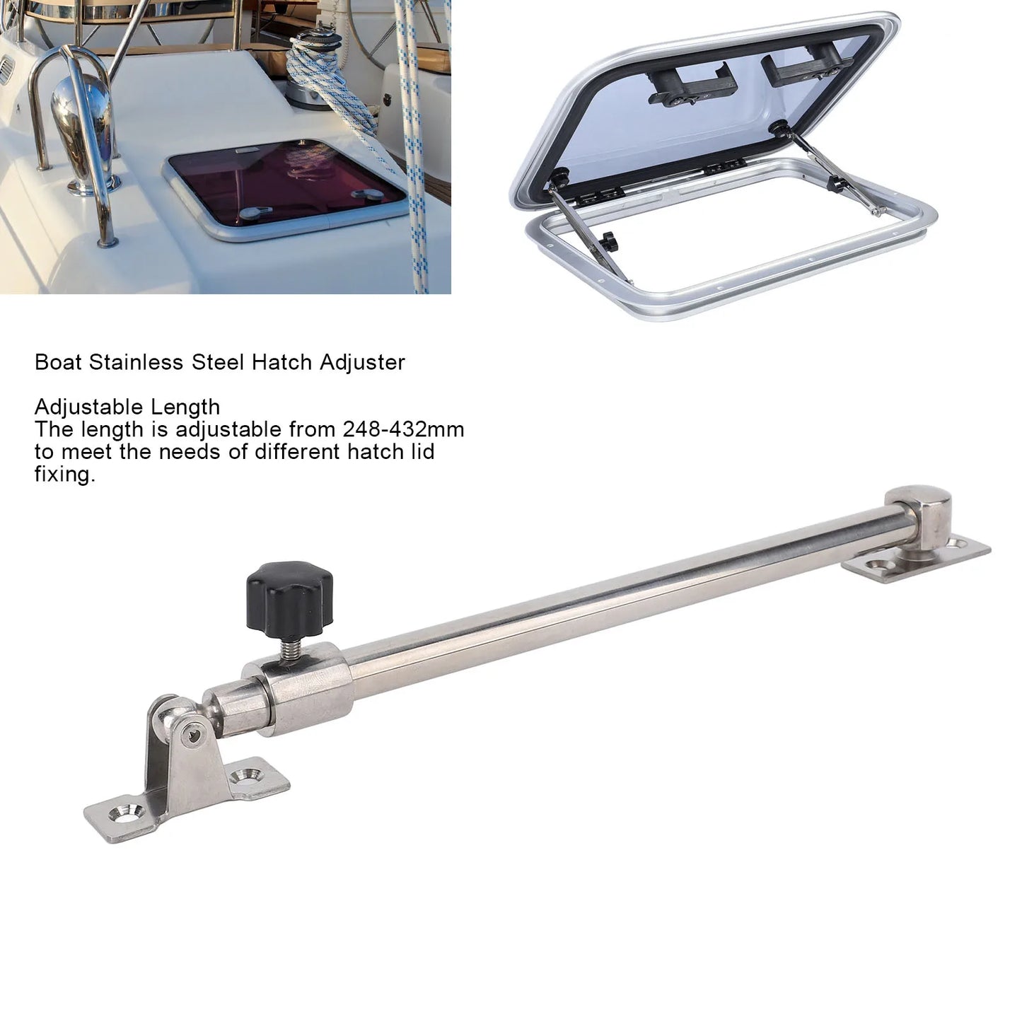 Marine Stainless Steel Hatch Lid Stay Adjuster 248–432mm