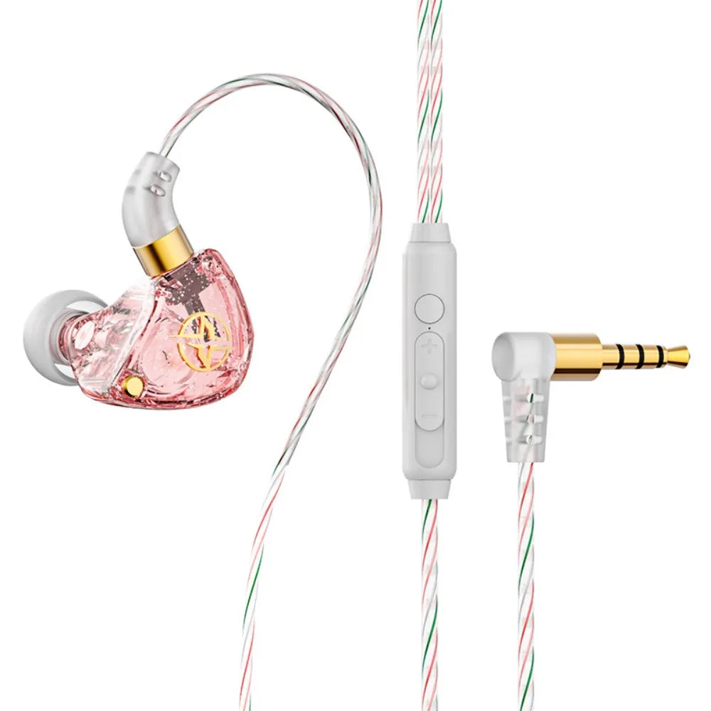 3.5mm Wired Earphone in-Ear with Mic Wired Headset Elbow Deep Bass Earpiece Headset Mobile Phone/Tablet/Computer Peaceful Pleasures Health and Wellness Pink