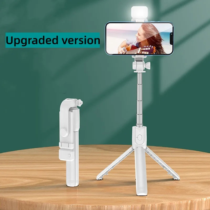 Selfie Stick Wireless Tripod Stand With Light Bluetooth Remote Extendable Portable For IPhone Mobile Phone Live Streaming Travel Peaceful Pleasures Health and Wellness White With Lights