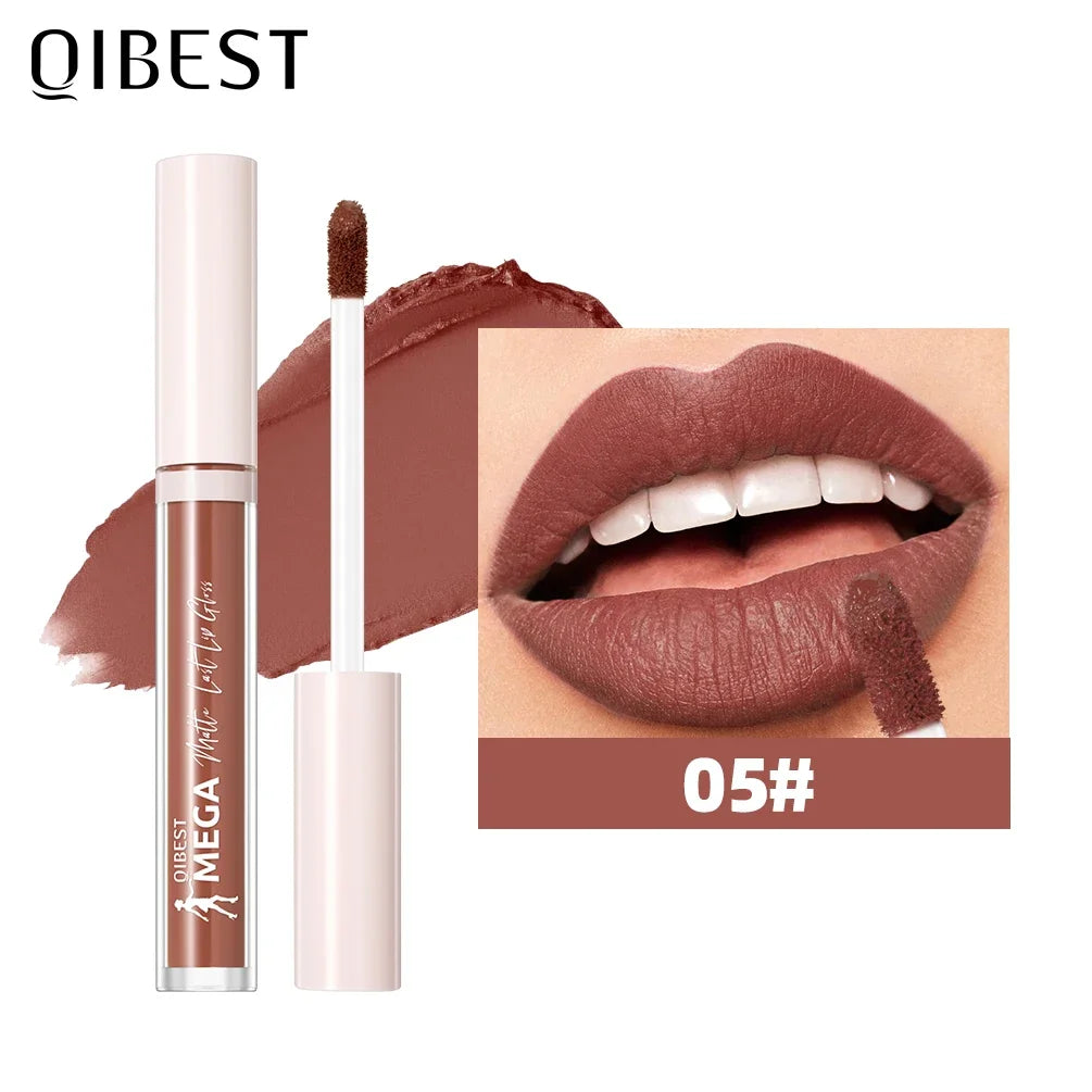 QIBEST 24 Colors Nude Matte Lip Gloss Waterproof Long-lasting Liquid Lipstick Purple Lip Stain Tint Makeup Lip Glaze Cosmetics Peaceful Pleasures Health and Wellness 05