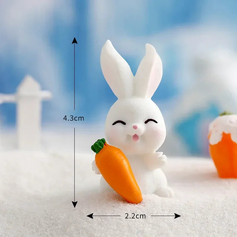 Figurines Christmas Rabbit Micro Landscape Snowman Bunny Ornament Desk Accessories For Home Decoration Kids Gifts Miniature Peaceful Pleasures Health and Wellness 9