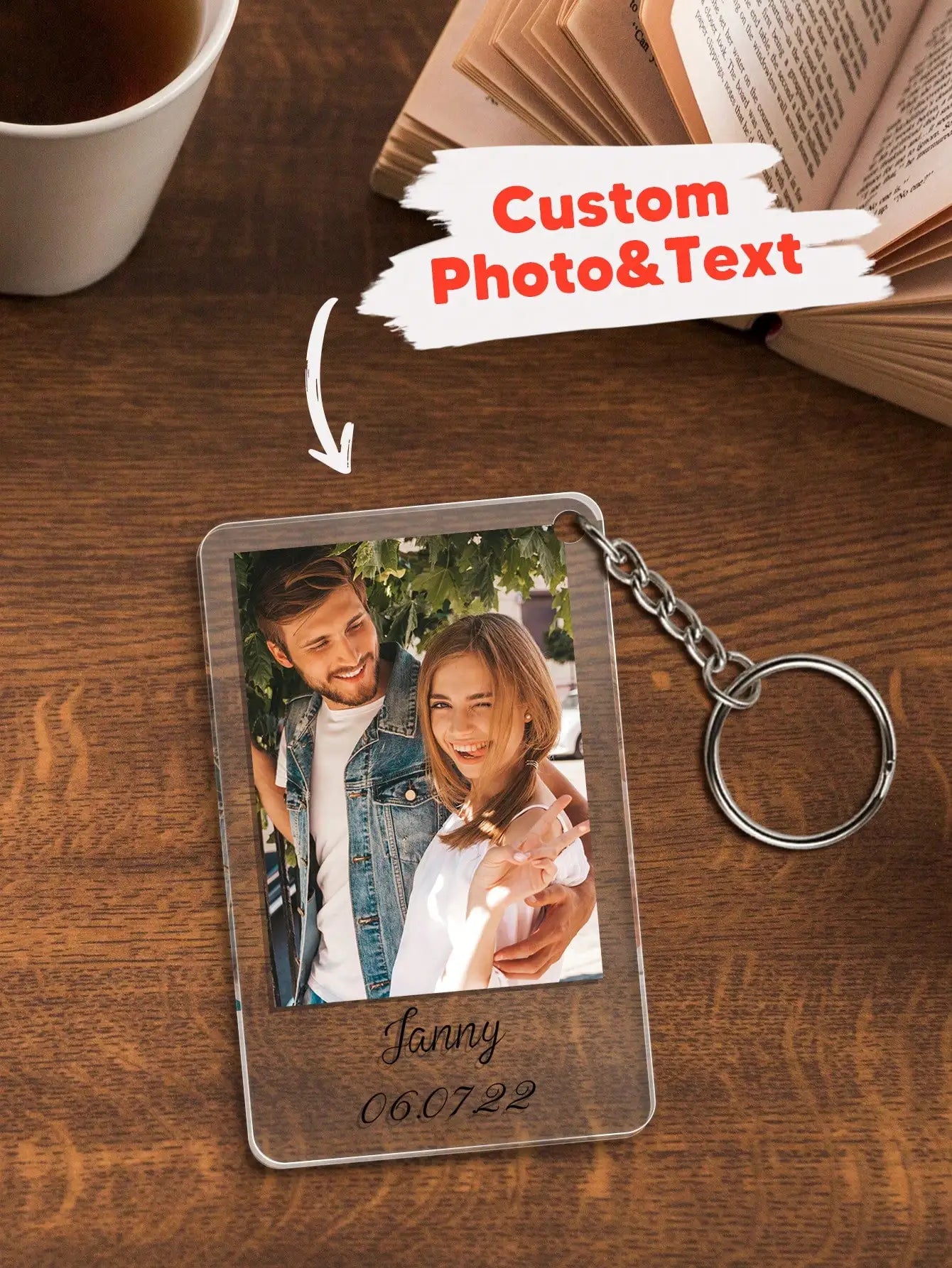 Custom Photo Acrylic Keychain Personalized Picture Text Keychain for Couples Gift Lover Anniversary Birthday Wedding Christmas Peaceful Pleasures Health and Wellness Style1 One Size