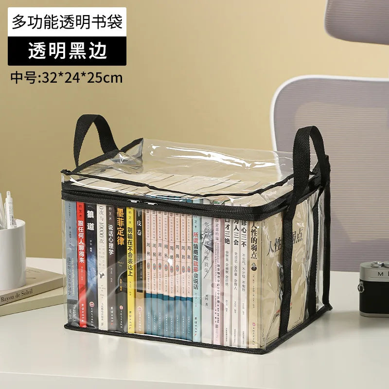 Foldable Book Box Student Dormitory Classroom Organizer Transparent