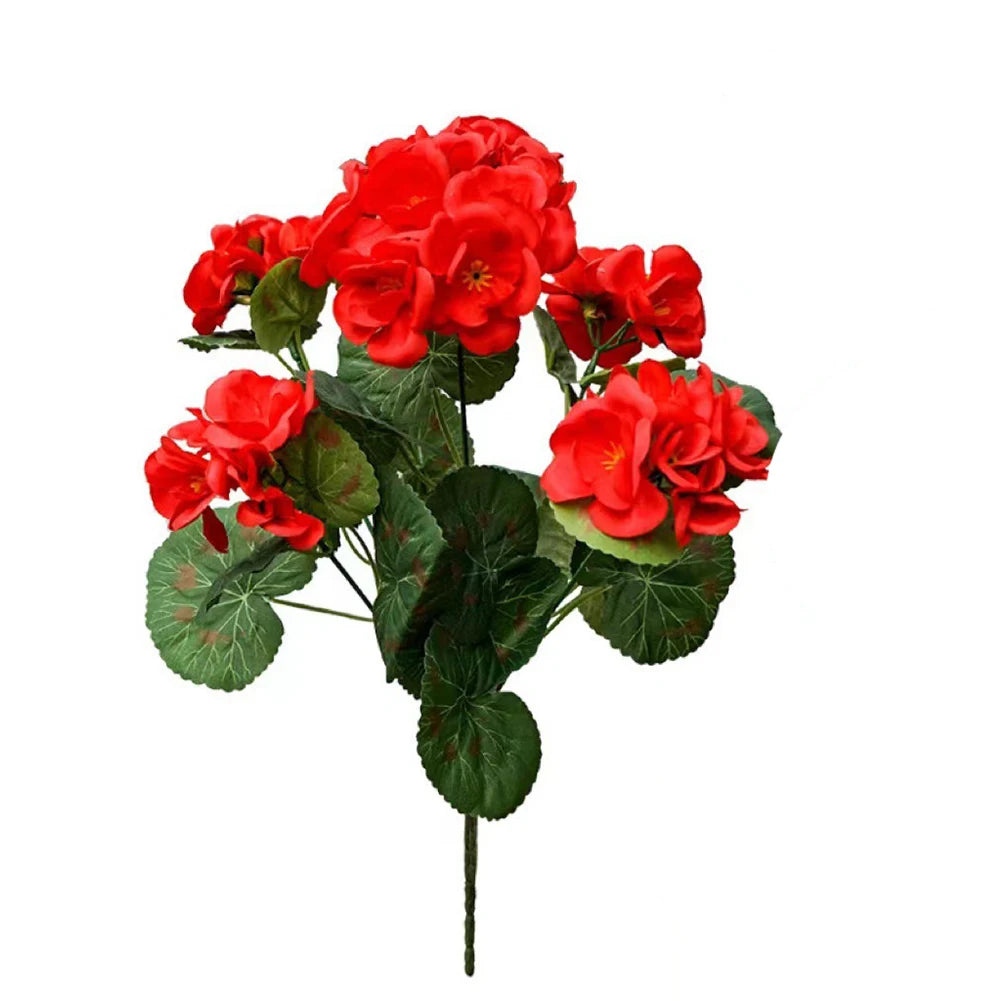 2Pcs Artificial Geraniums Faux Flower Bush – Indoor & Outdoor