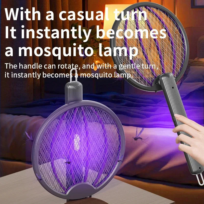 3-in-1 Rechargeable Foldable Mosquito Swatter & Bug Zapper Lamp