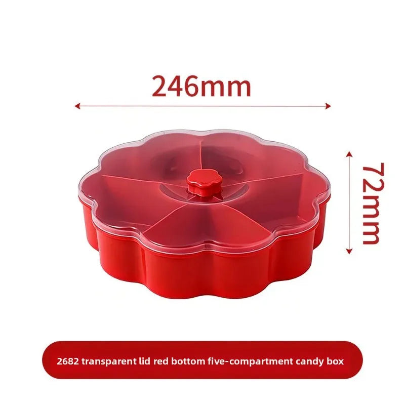 New year candy plate with lid new year fruit plate living room for home plastic snacks dried fruit storage box Peaceful Pleasures Health and Wellness