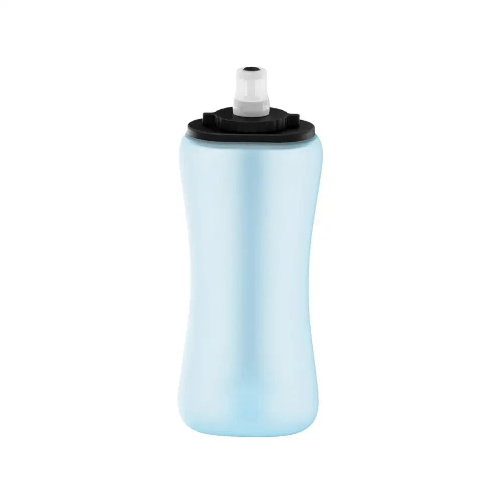 Foldable Wrist Water Bottle 12oz/350ml Hands-Free Silicone Sports Bottle BPA-Free Leakproof Running/Cycling/Climbing Hydration Peaceful Pleasures Health and Wellness blue