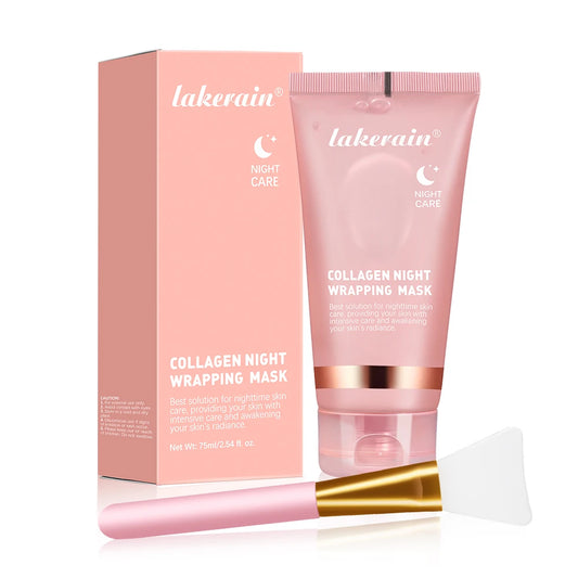 Collagen Overnight Wrapping Peel Off Facial Mask, Korean Collagen Night Wrapping Mask Deeply Hydrates Night Care Mask Cream 75ml Peaceful Pleasures Health and Wellness 1set