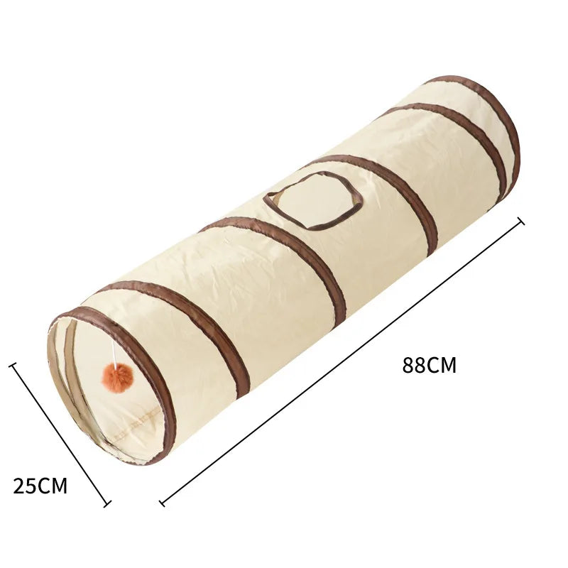 Foldable Cat Play Tunnel | Striped Interactive Kitten Toy