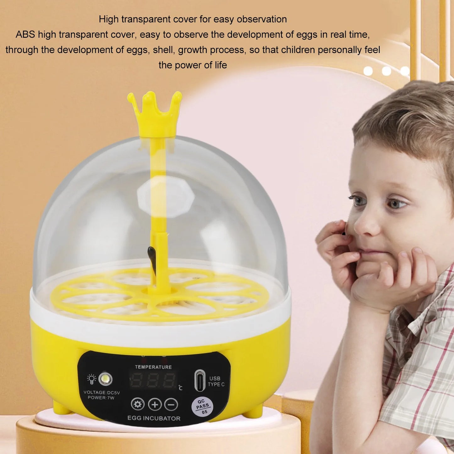 Digital Egg Candler Egg Incubator Noiseless Automatic Temperature Humidity Eggs Transparent Lid for Home Peaceful Pleasures Health and Wellness