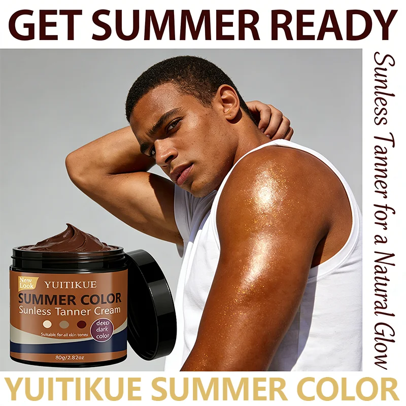 Yuitikue Summer Color Sunless Tanner Cream, 80g Deep Dark Color Self Tanning Cream for All Skin Tones, Face & Body Peaceful Pleasures Health and Wellness