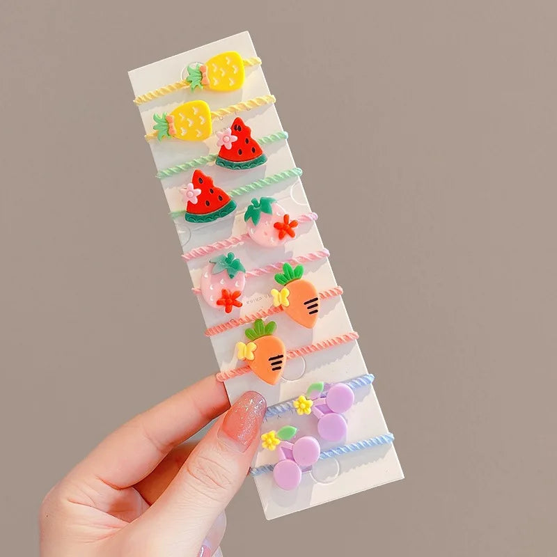 10-Piece Girls Kids Hair Clips & Elastic Hair Bands Set