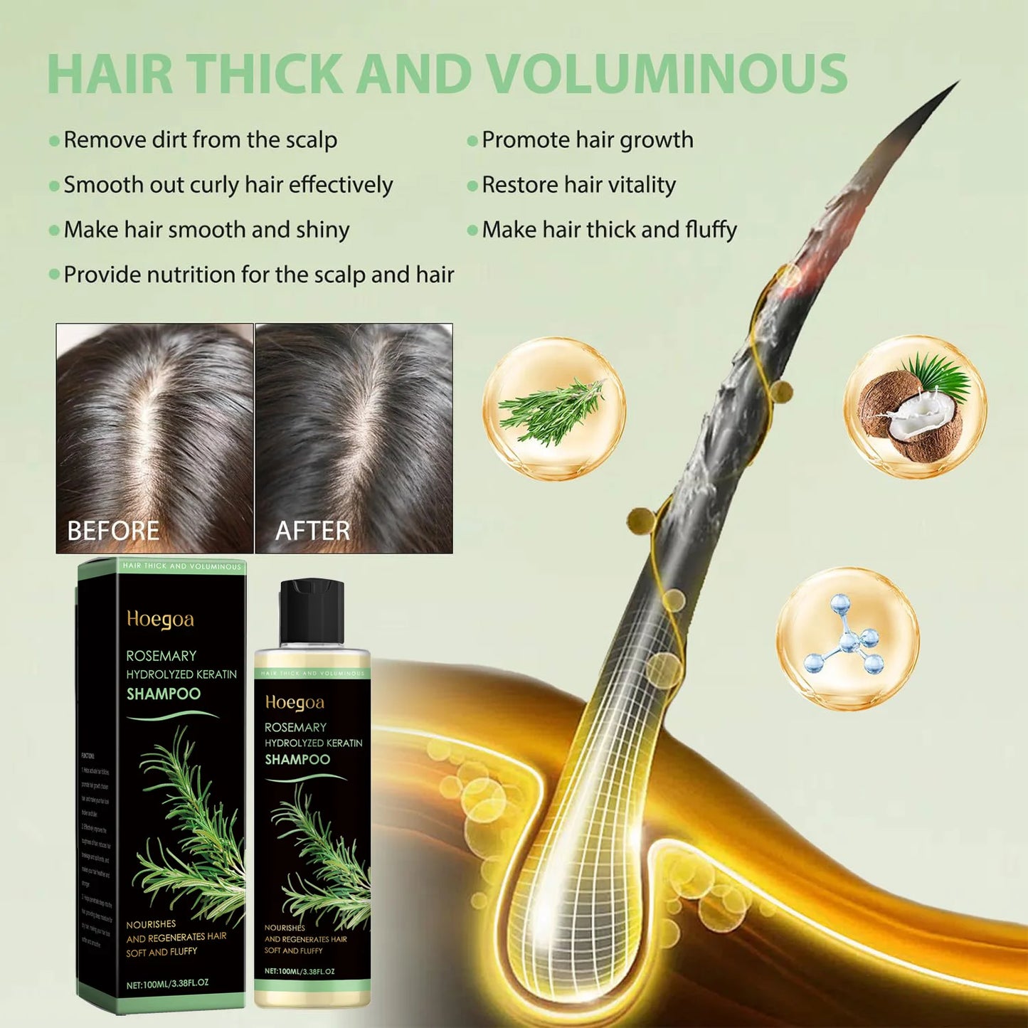 HOEGOA Rosemary Keratin Shampoo – Oil Control & Hair Repair