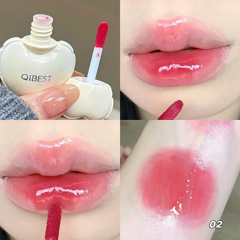 QIBEST Jelly Lipgloss Hydrating Lipstick Long Lasting Mirror Lip Gloss Tender Student Korean Cosmetics Lip Glaze Stain Makeup Peaceful Pleasures Health and Wellness 02
