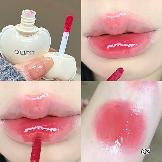 QIBEST Jelly Lipgloss Hydrating Lipstick Long Lasting Mirror Lip Gloss Tender Student Korean Cosmetics Lip Glaze Stain Makeup Peaceful Pleasures Health and Wellness 02