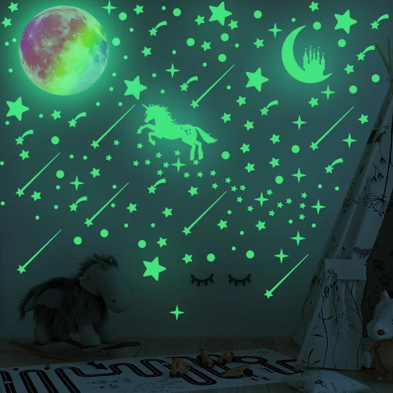 Glow in the Dark Unicorn Wall Sticker | 20cm Kids Room Decal Glow Wall Sticker Peaceful Pleasures Health and Wellness