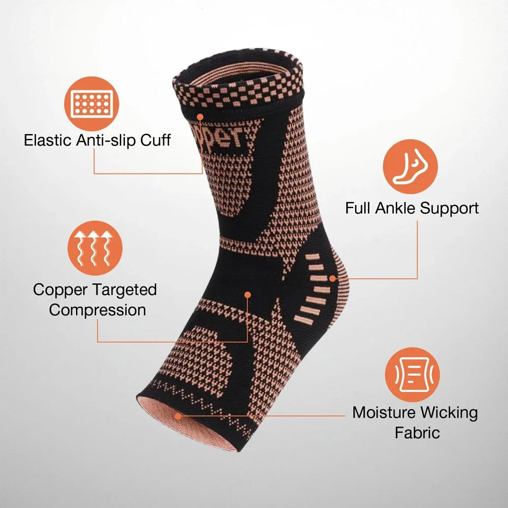 Copper Ankle Brace Compression Sleeve – Plantar Fasciitis Relief Ankle Compression Brace Peaceful Pleasures Health and Wellness